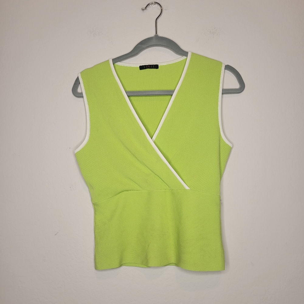 Lime Green Sleeveless y2k faux Wrap Top